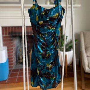 Blue green brown and white tight juniors dress